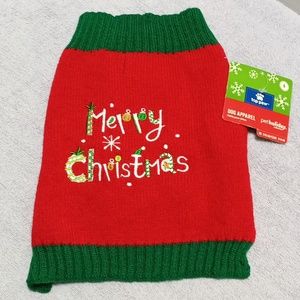 Top Paw dog holiday apparel Merry Christmas pullover sweater red and green new